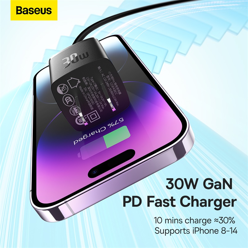 Picture of Baseus GaN5 30W Type C Fast Charging Charger for iPhone SAMSUNG Huawei Xiaomi Realme Vivo OPPO android