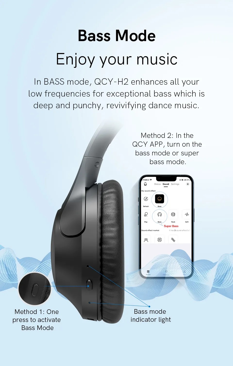 Picture of Qcy H2 Pro 43dB hybrid Active Noice Cancellation Overhead Earphone