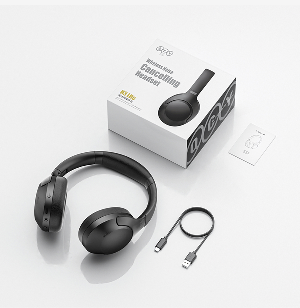 Picture of QCY H3 Lite ANC Wireless Headphones Bluetooth 5.3 Active Noise Cancelling Over Ear Headset 40mm Driver HiFi Sound Earphones