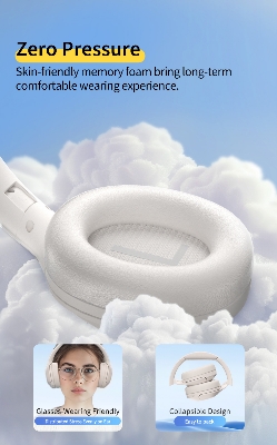 Picture of QCY H3 Lite ANC Wireless Headphones Bluetooth 5.3 Active Noise Cancelling Over Ear Headset 40mm Driver HiFi Sound Earphones