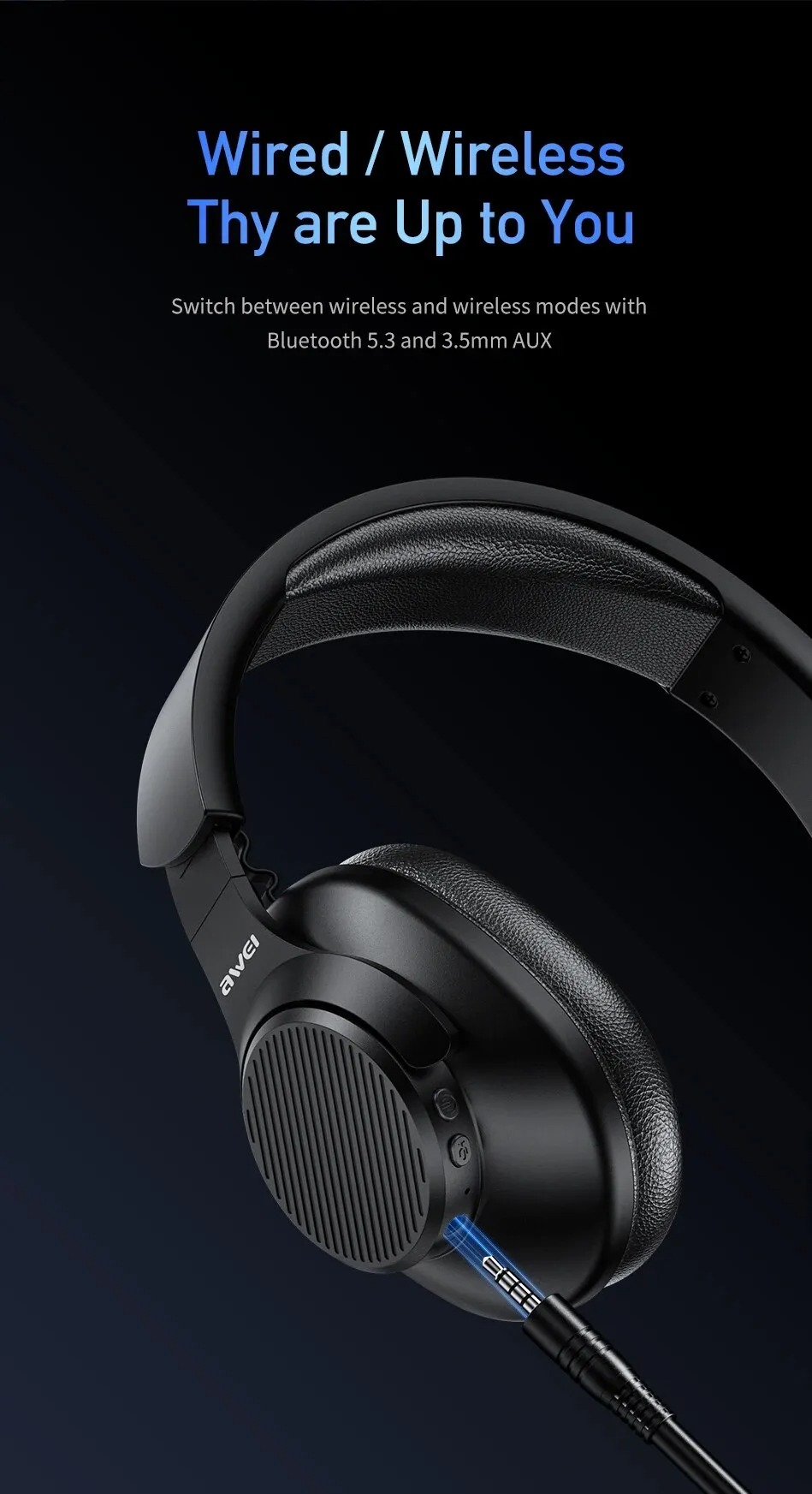 Picture of Awei A997 PRO ANC Wireless Stereo Headphone Bluetooth with Mic Noise Cancelling Long Battery Life Explosive Bass