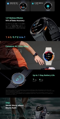 Picture of QCY Active GX Smartwatch, AOD AMOLED Display, Bluetooth Calling, Waterproof, App Connectivity, Sports Smart Watch