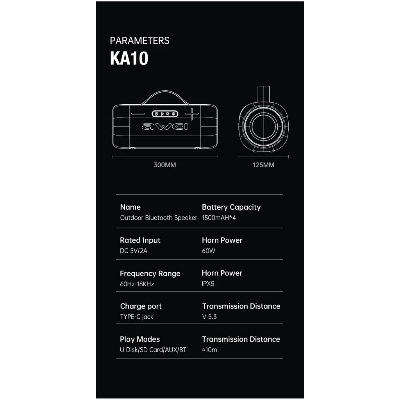 Picture of Awei KA10 Wireless Bluetooth Speaker RGB Outdoor Speaker Bass 60W BT 5.3 Portable Speaker