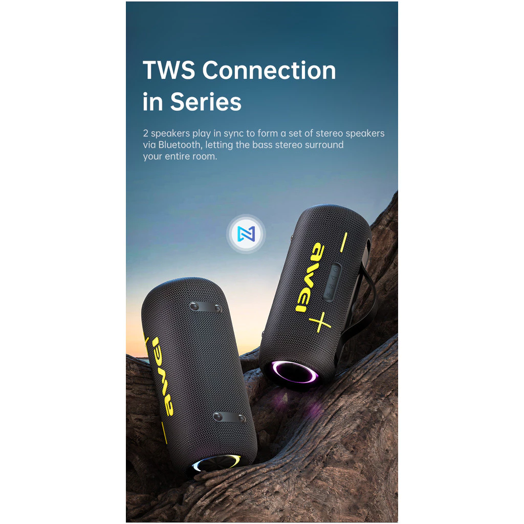 Picture of Awei KA10 Wireless Bluetooth Speaker RGB Outdoor Speaker Bass 60W BT 5.3 Portable Speaker