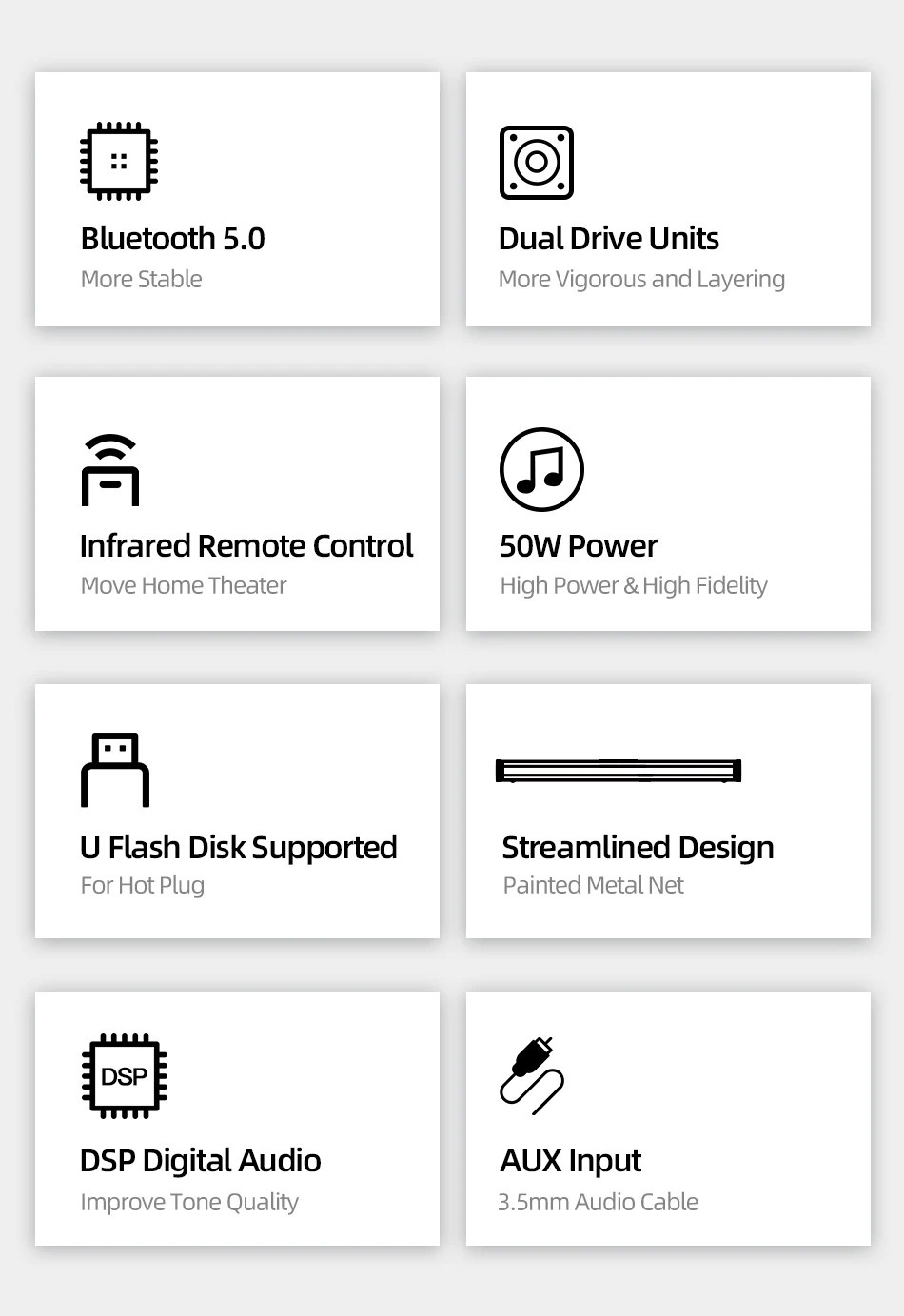 Picture of Awei Y999 50W Home Theater Wireless Bluetooth V5.0 Speaker TV SoundBar/Infrared Remote/6D Surround Excellent Sound