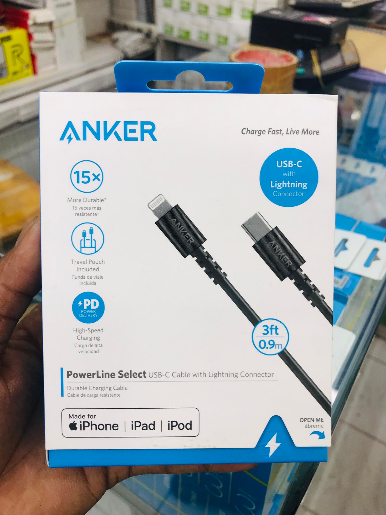 Picture of Anker PowerLine Select USB-C to Lightning MFI Certified Cable 3ft (A8612) – Black
