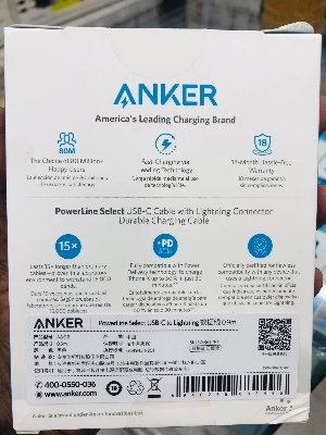 Picture of Anker PowerLine Select USB-C to Lightning MFI Certified Cable 3ft (A8612) – Black