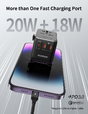 Picture of Momax 1-World 20W 3-Port+AC Travel Adapter UA11