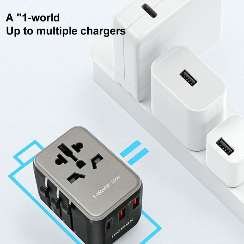 Picture of Momax 1-World 20W 3-Port+AC Travel Adapter UA11
