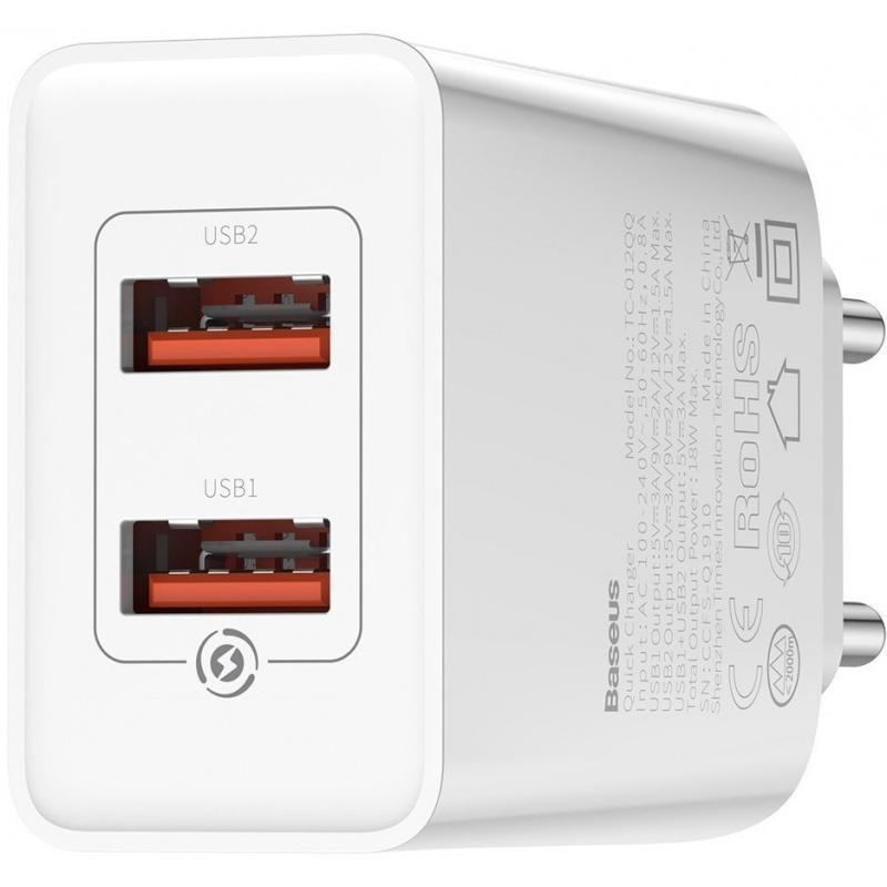 Picture of Baseus Speed Mini Quick Charger, PD + QC 3.0 18W (White)