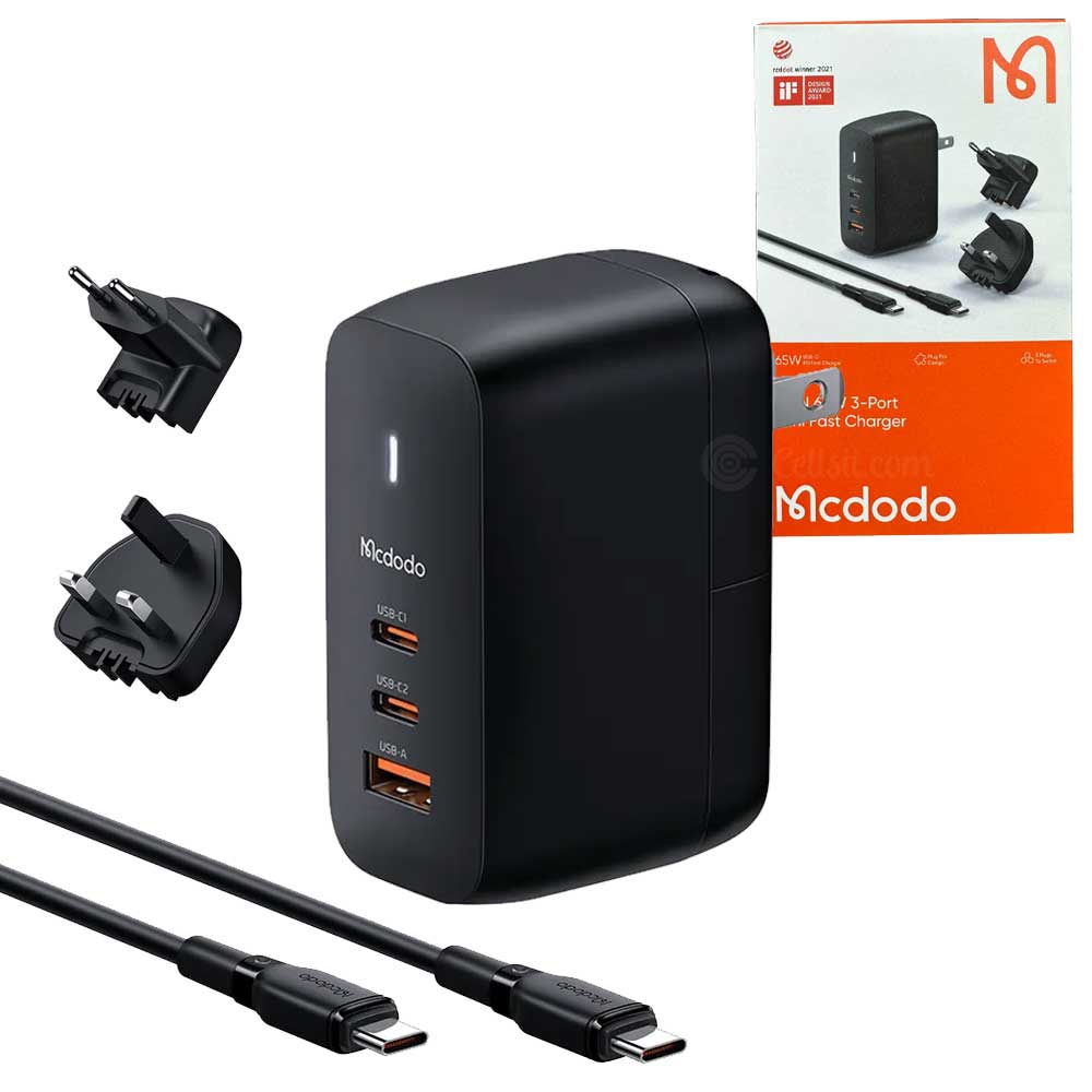 Picture of MCDODO CH-8442 Gan 65W 3-Port Mini Fast Charger with 60W Type-C to Type-C Cable