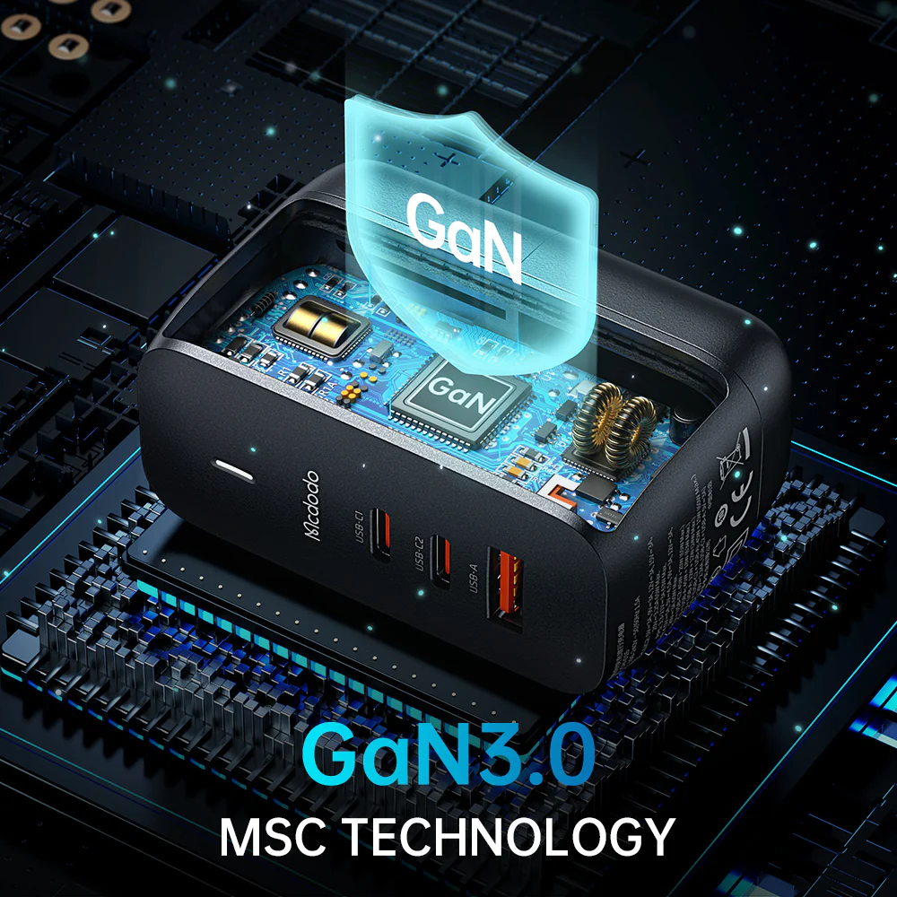 Picture of MCDODO CH-8442 Gan 65W 3-Port Mini Fast Charger with 60W Type-C to Type-C Cable