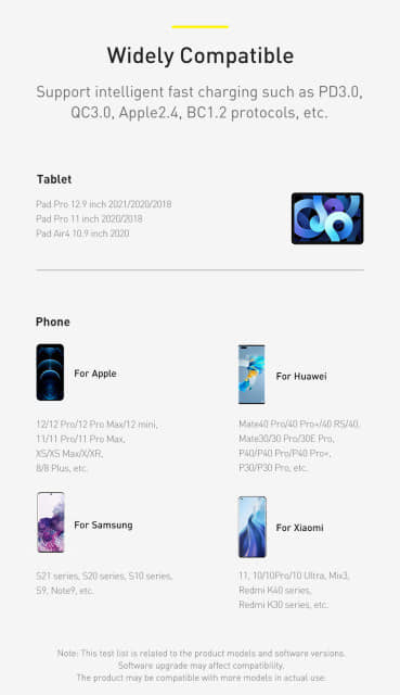 Picture of Baseus 30W USB C Quick Charger Support Type C PD Fast Charging Dual USB Port Portable Phone Charger