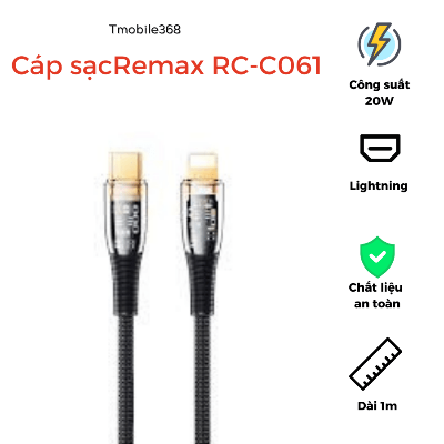 Picture of REMAX RC-C061 20W Fast Charging Type-C to Lightning For Iphone1.2m Data Cable