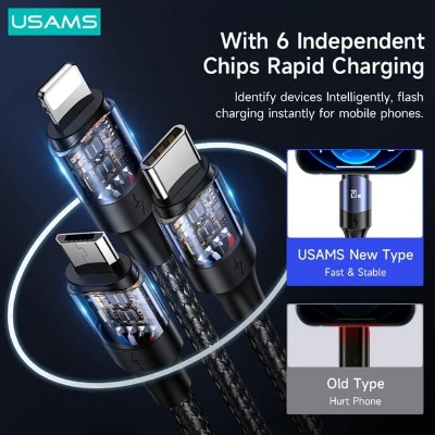 Picture of USAMS US-SJ511 U71 100W All in One Aluminum Alloy Fast Charging Data Cable