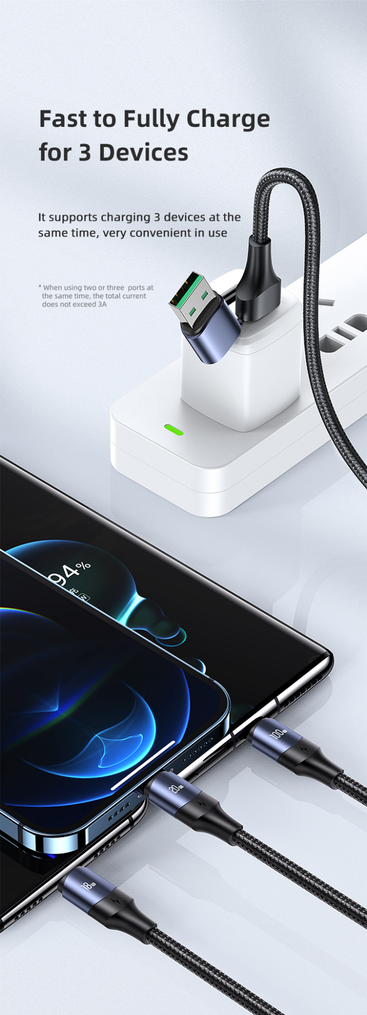 Picture of USAMS US-SJ511 U71 100W All in One Aluminum Alloy Fast Charging Data Cable