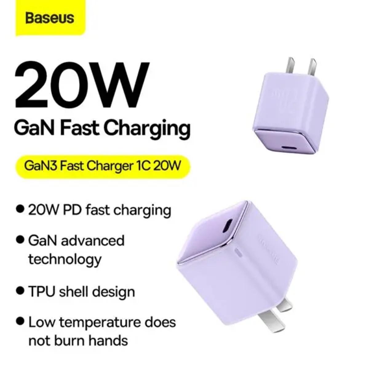 Picture of BASEUS GaN3 Fast Charger Type-C 20W CN Plug Charging Adapter