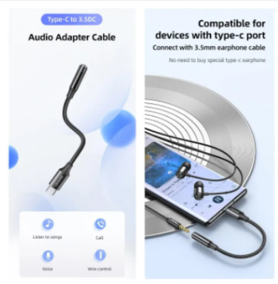 Picture of Usams US-SJ599 AU16 Type-C to 3.5DC Calling Audio Dongle (DAC Support)