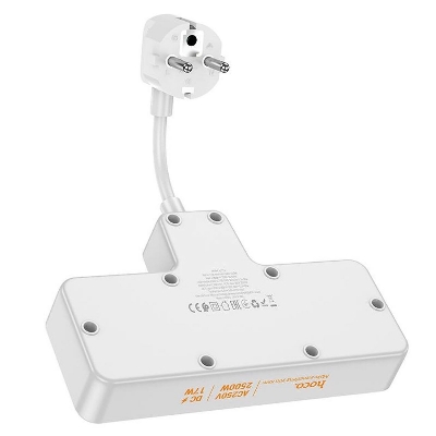 Picture of hoco AC11A Voyage 2-position Expansion Socket with USB-C+3USB Ports, Cable Length: 8.5cm, US Plug(Black)