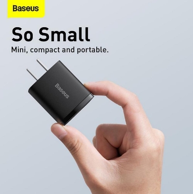 Picture of BASEUS Compact Charger 2U 10.5W Dual USB 2 Ports Mini Adapter Flash Charging 5V/2.1A Wall Charger - Black