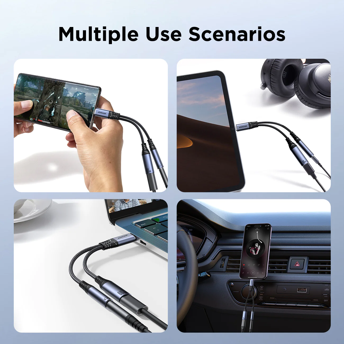 Picture of Joyroom SY-C02 Audio-Transfer Series 2-in-1 Audio Adapter (Type-C to 3.5mm+Type-C)-Black