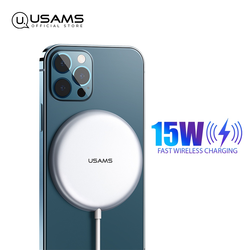 Picture of USAMS US-CD160 W2 ALLOY SUPER-THIN MAGNETIC FAST WIRELESS CHARGER FOR IPHONE 12 & 13 &14 Series