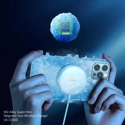 Picture of USAMS US-CD160 W2 ALLOY SUPER-THIN MAGNETIC FAST WIRELESS CHARGER FOR IPHONE 12 & 13 &14 Series