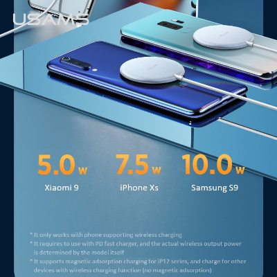 Picture of USAMS US-CD160 W2 ALLOY SUPER-THIN MAGNETIC FAST WIRELESS CHARGER FOR IPHONE 12 & 13 &14 Series