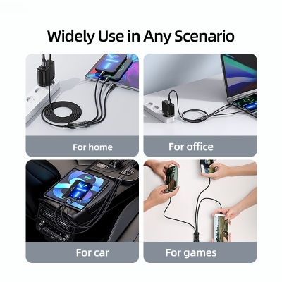 Picture of USAMS US-SJ600 U83 1.2m USB-C to Lightning / Type-C / Micro 3-in-1 Transparent Digital Display PD 100W Fast Charging Data Cable