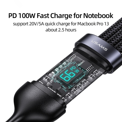 Picture of USAMS US-SJ600 U83 1.2m USB-C to Lightning / Type-C / Micro 3-in-1 Transparent Digital Display PD 100W Fast Charging Data Cable