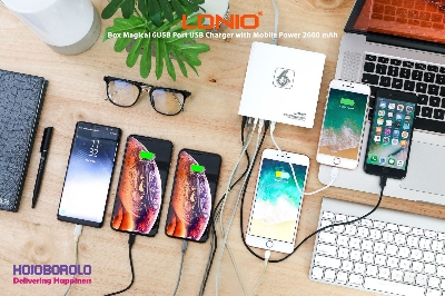 Picture of LDNIO A6802 Box Magical 6 USB Ports 40W Charger with 2600mAh Power Bank