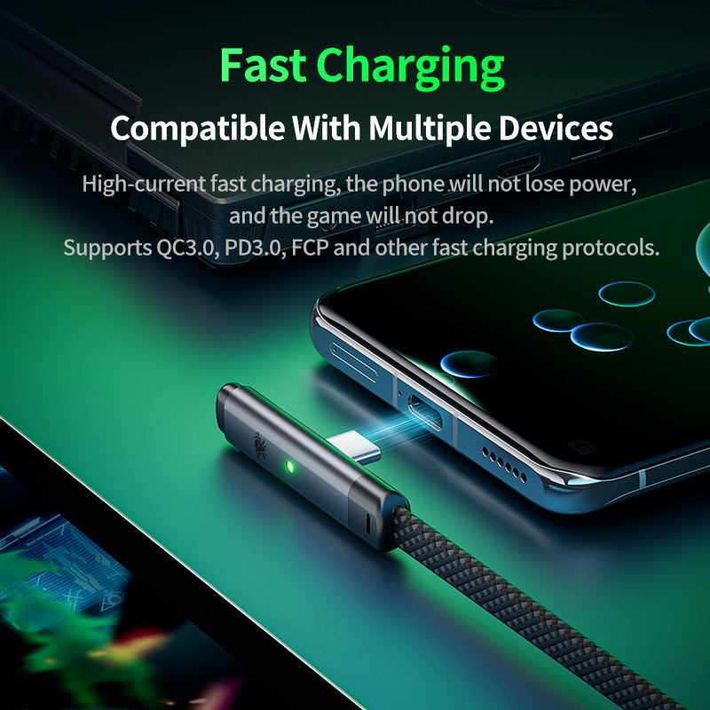 Picture of Plextone T100 C2C Type C To Type C Elbow Gaming Cable 66W Cable - Black