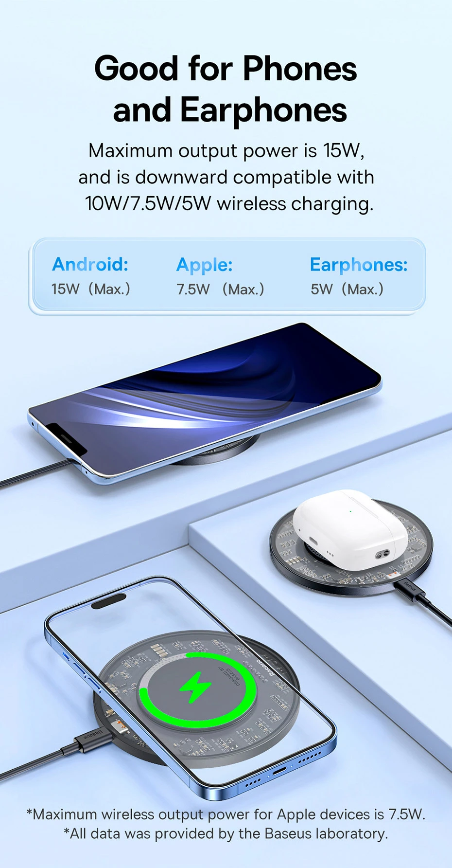 Picture of Baseus Simple 2 Wireless Charger 15W Fast Charging PD - Black