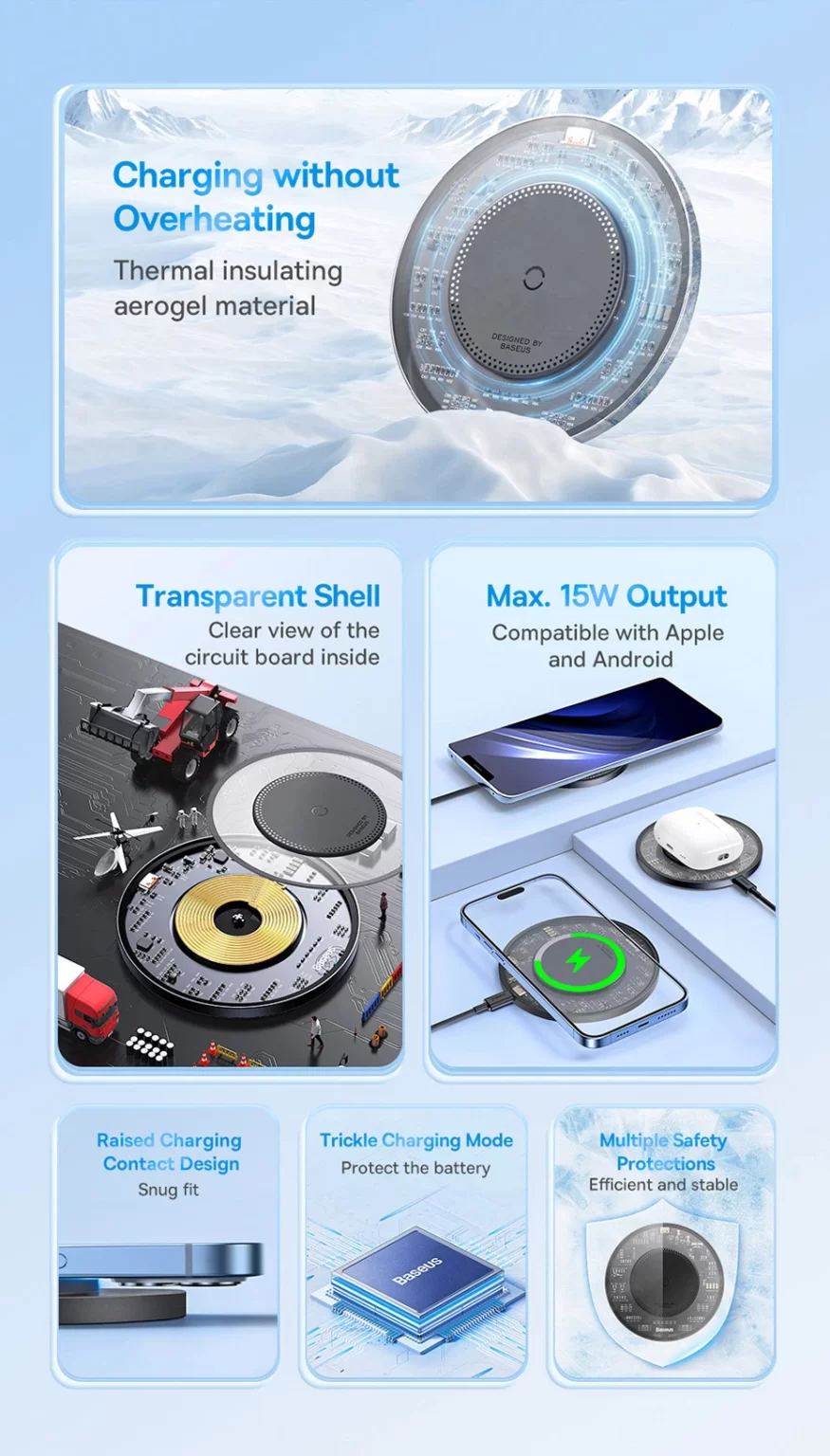 Picture of Baseus Simple 2 Wireless Charger 15W Fast Charging PD - Black