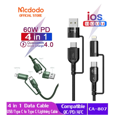 Picture of Mcdodo CA-8070 60W 4 in 1 PD Fast Charge Data Cable 1.2M