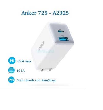 Picture of Anker 725 Dual Port GaN II 65W Charger Series 7 - White