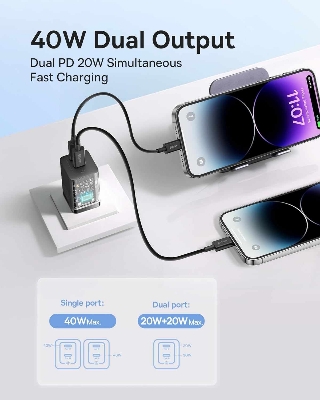 Picture of Baseus 40W GaN5 Pro Fast Charger Low Temperature Charging for iPhone 14 13 12 11 Pro Max Type C Charger Samsung Macbook iPad