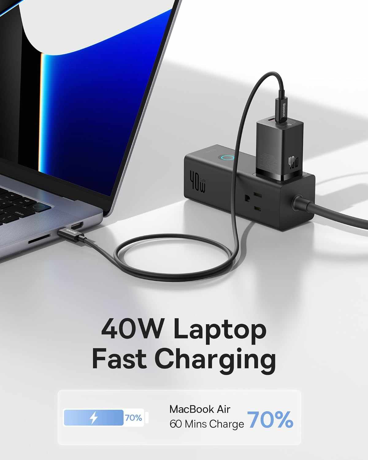 Picture of Baseus 40W GaN5 Pro Fast Charger Low Temperature Charging for iPhone 14 13 12 11 Pro Max Type C Charger Samsung Macbook iPad