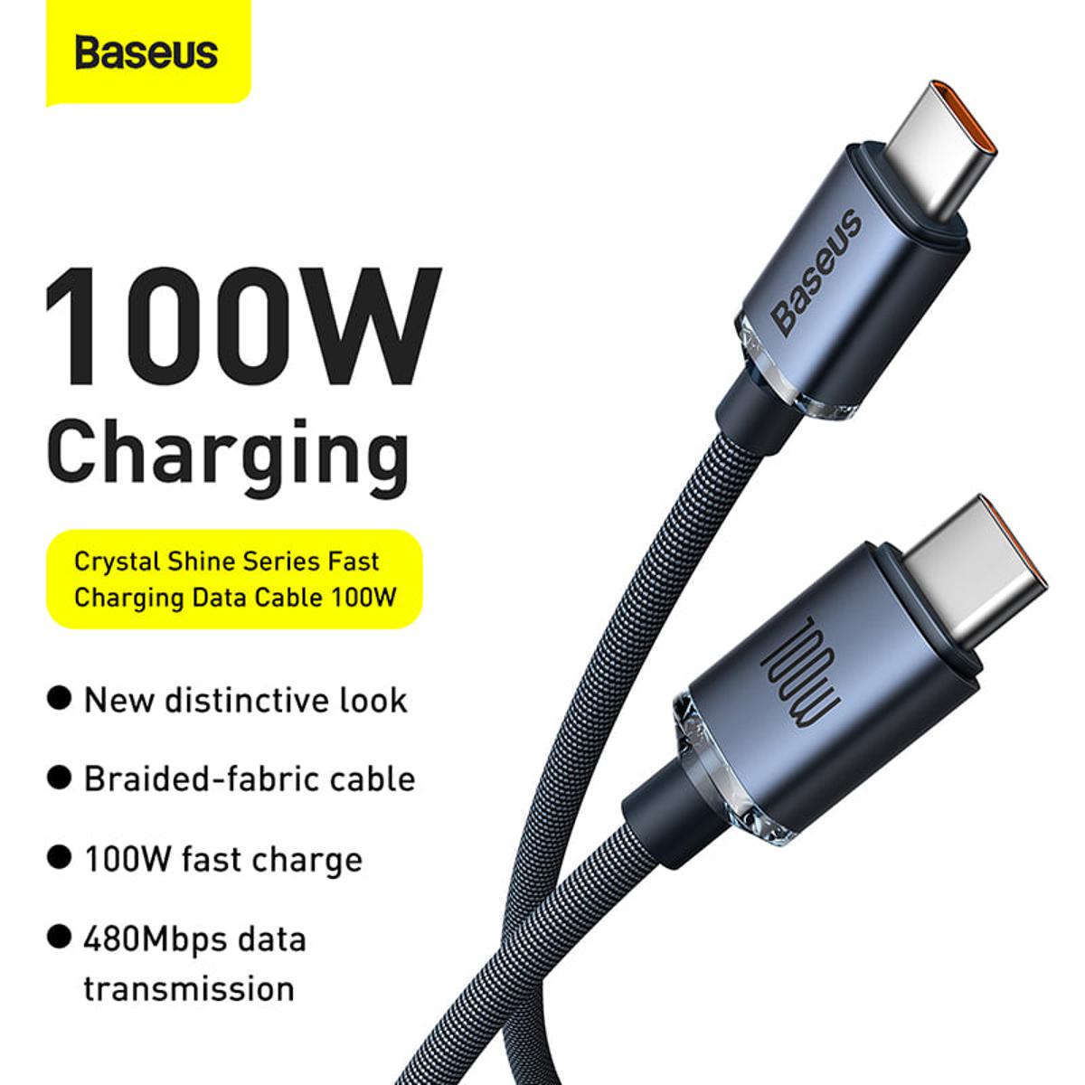 Picture of Baseus Type-C to Type-C 100W Crystal Shine Series Fast Charging Data Cable (1.2cm)