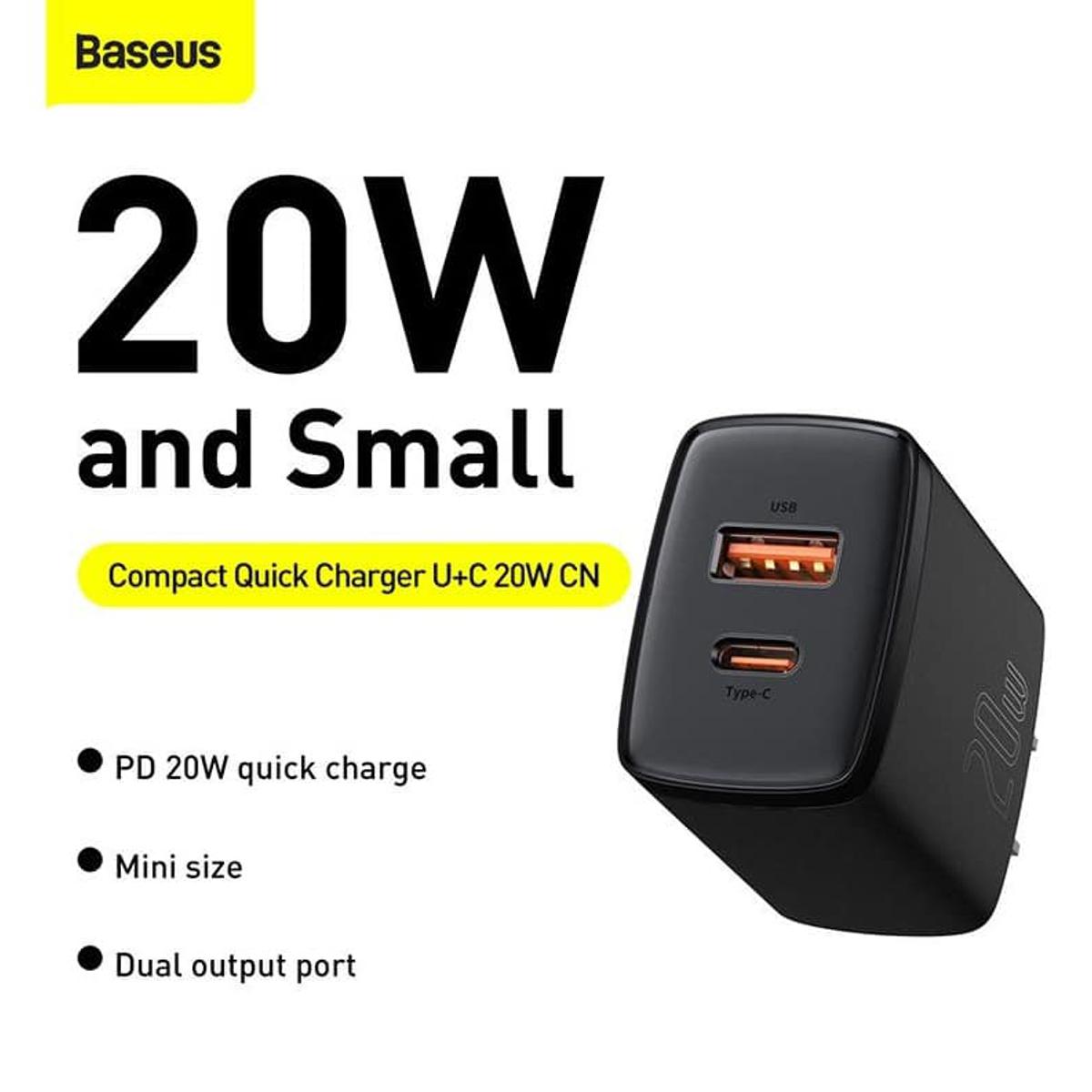 Picture of Baseus Compact Super Quick Charger Dual Port U+C 20W CN Black