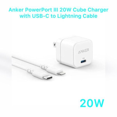 Picture of Anker PowerPort III 20W USB-C to Lightning Cable Fast Charger with Foldable Plug
