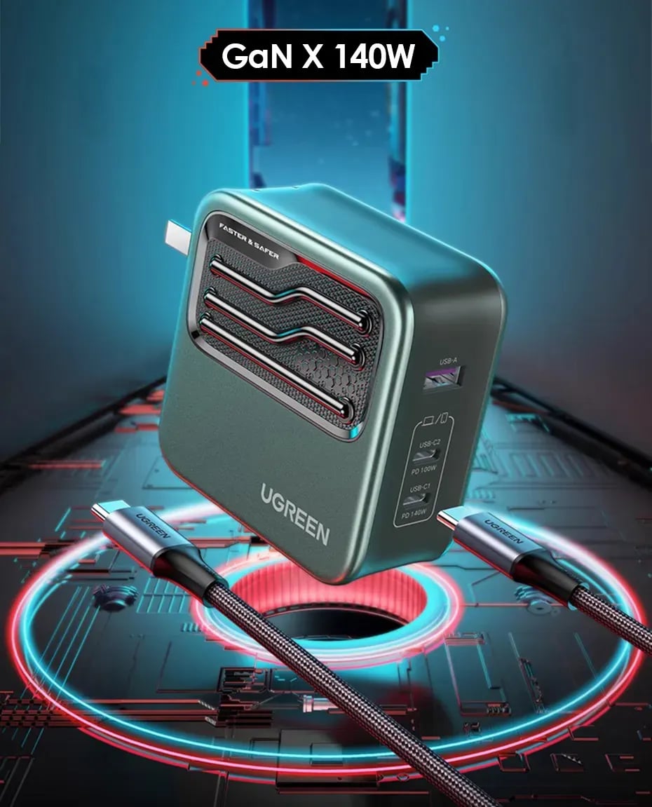 Picture of UGREEN CD289 140W GaN 2C1A Fast Charger with 1.5M Cable - Black