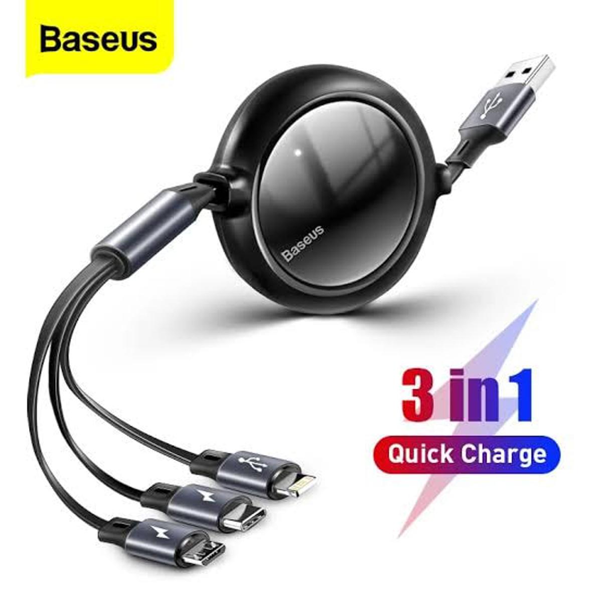 Picture of Baseus Golden Loop 3in1 USB cable - Micro USB / Lightning / USB-C- black
