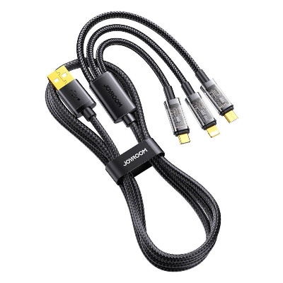 Picture of JOYROOM S-1T3015A5 1.2m 3.5A 3 in 1 USB to 8Pin + Type-C + Micro USB Fast Charging Data Cable(Black)