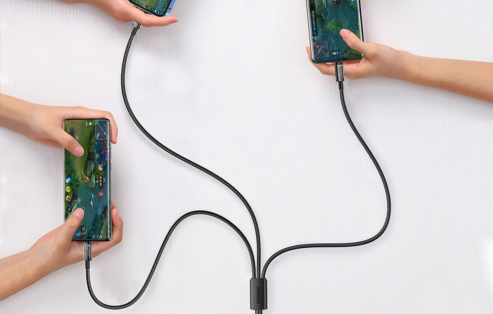 Picture of JOYROOM S-1T3015A5 1.2m 3.5A 3 in 1 USB to 8Pin + Type-C + Micro USB Fast Charging Data Cable(Black)