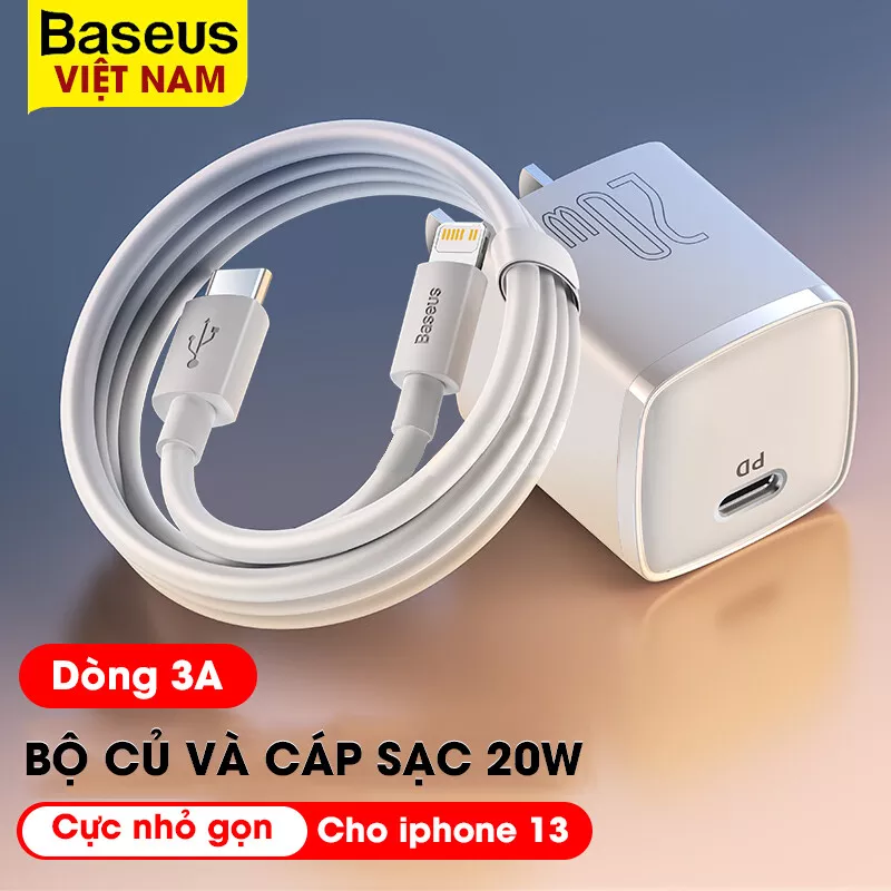 Picture of Baseus Cube PD Quick Charger 1C 20W For Apple Iphone 14 13 12 11 Series Fast Charger 1C CN Set Type-C to iP PD 20W 1m Cable