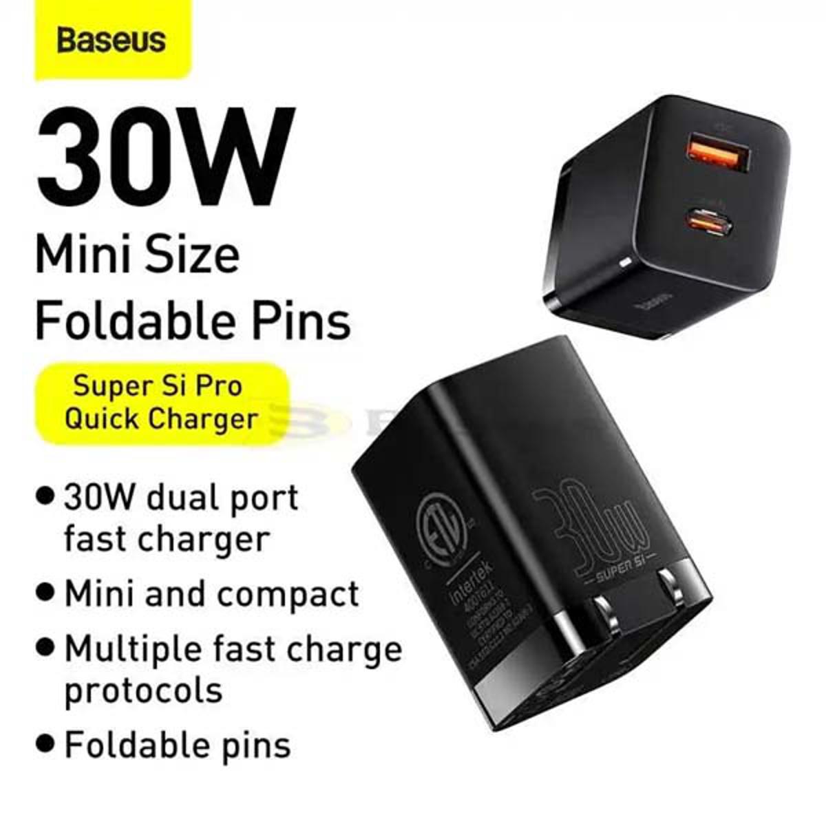 Picture of Baseus Super Si Pro Quick Charger C+U 30W US - Black