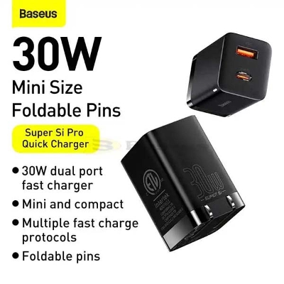 Picture of Baseus Super Si Pro Quick Charger C+U 30W US - Black