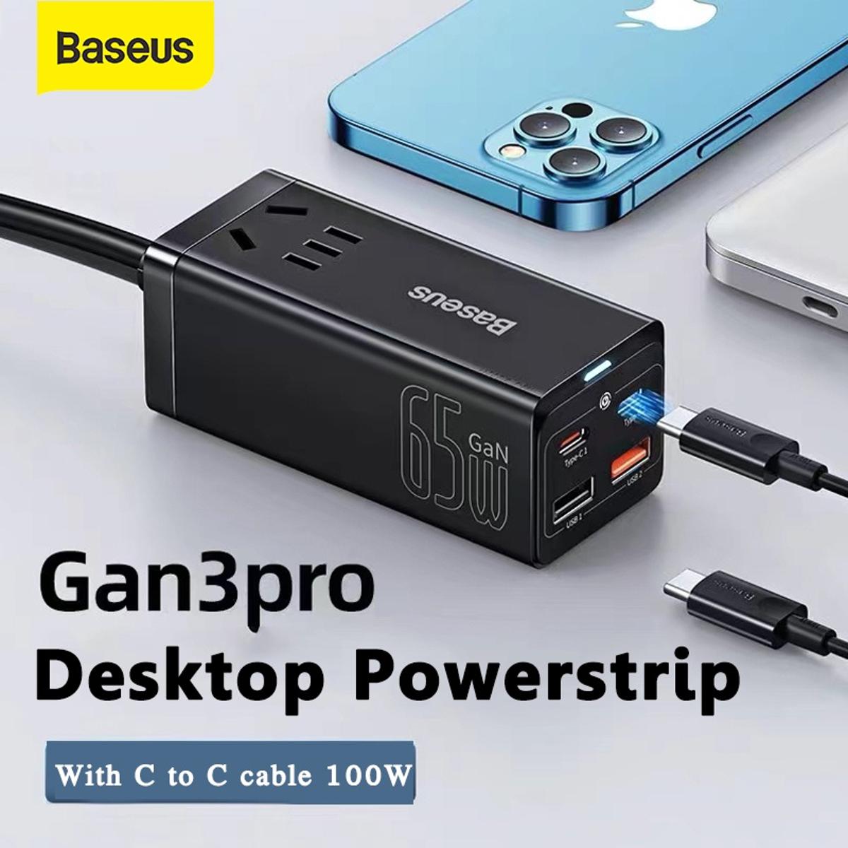 Picture of Baseus 65W GaN3 Pro Desktop Charger Power Strip US Plug Charging Station Fast Charger - black