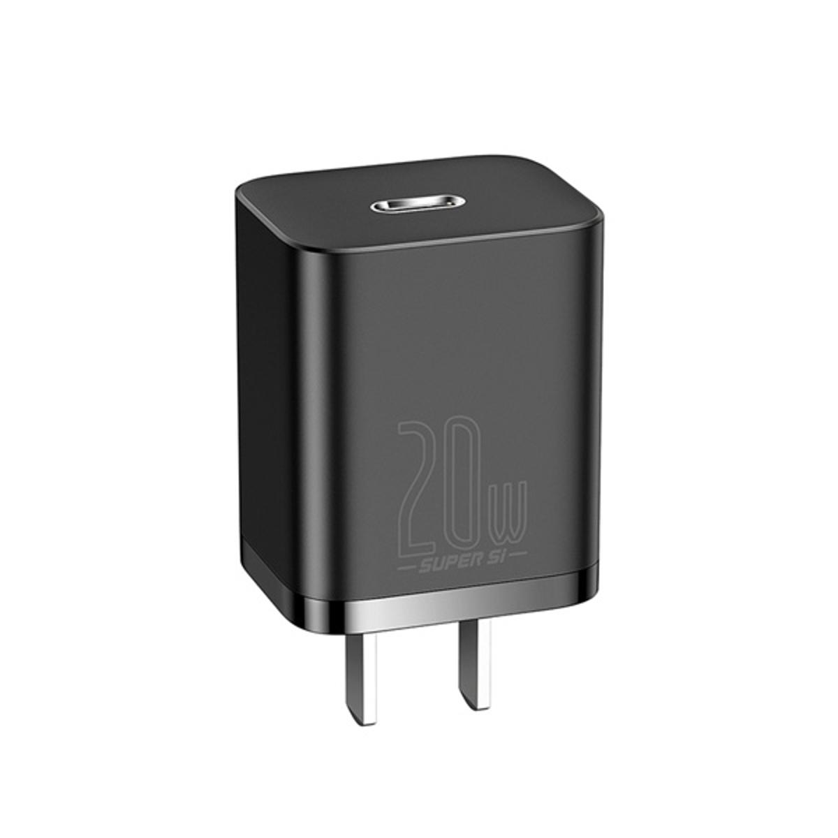 Picture of Baseus 20W PD Super Si Quick Charger With USB C to Lightning Cable 1M  – Black